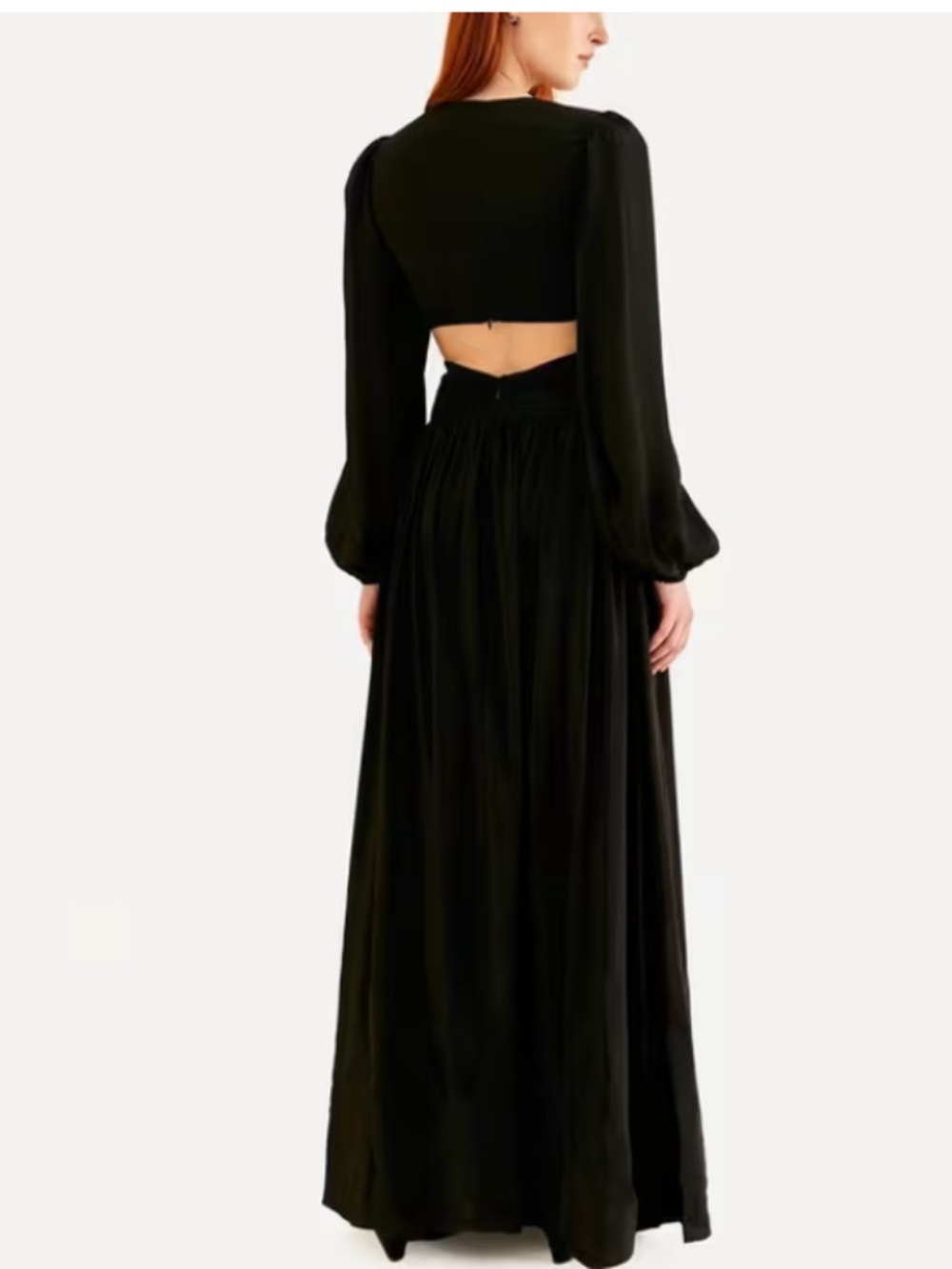 Farm Rio Medium M black cut out long sleeve dress gold sun buckle - Picture 4 of 9